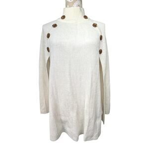 Linda Anderson Turtle Neck Cape‎ Sweater White One Size